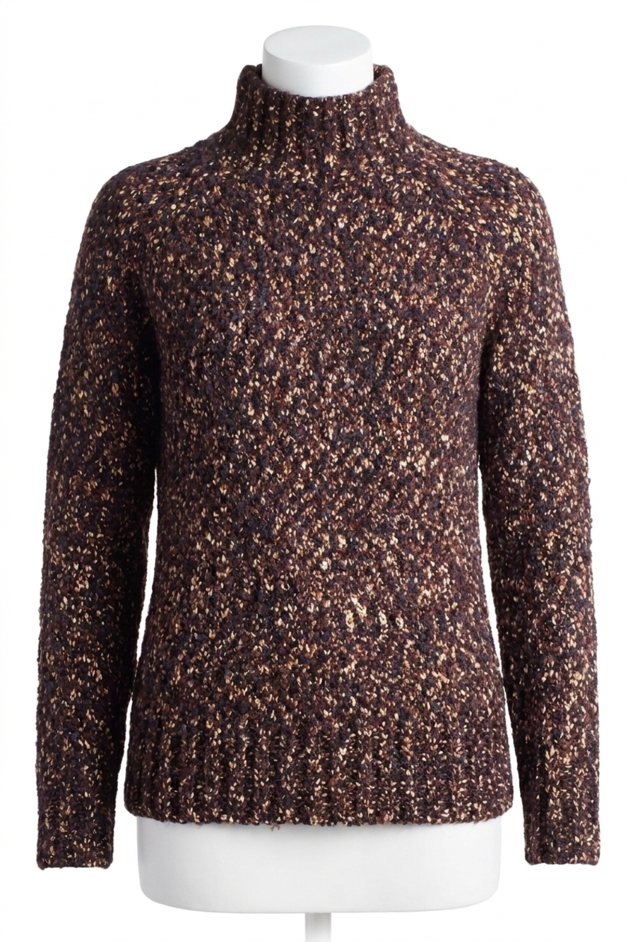 NEW KENSIE twisted slub boucle long sleeve mock neck sweater in black combo